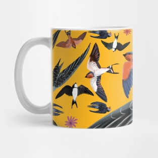 Swallows and swift pattern (Yellow) Mug